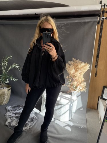 Bomber saténový čierný