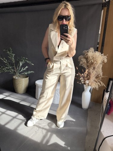 Nohavice s vestou Kirsten-béžová